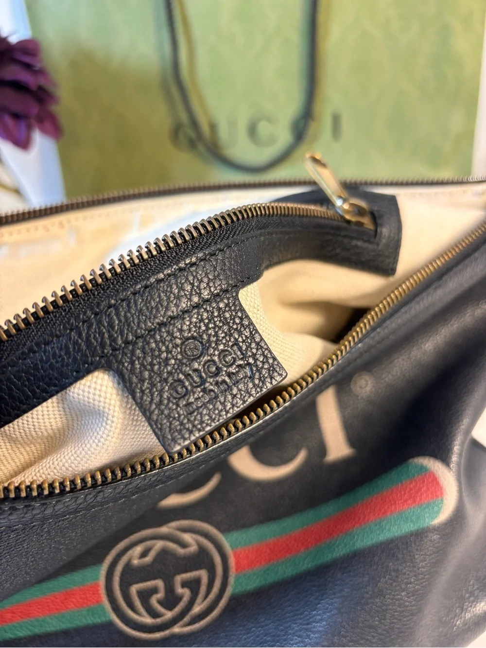 Gucci Black Leather Half Moon Bag